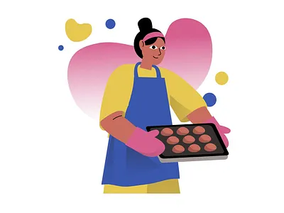 Home Baking 2D Animation 2d animation baker baking cookies cooking culinary family flat food gradient home baking home food homemade illustration kitchen motion pastry pastry lover woman