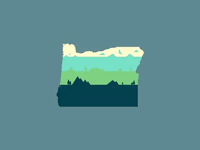 Oregon colors green mountain oregon states teal tree vector vector illustration