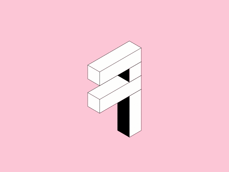 F graphic design isometric motion design principle type