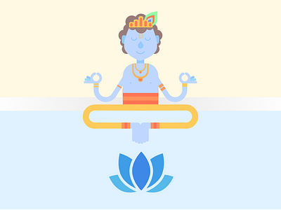 Krishna Lotus flat design hinduism illustration krishna lotus