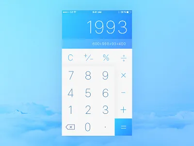 DailyUI #04 - Calculator app blue calculator daily ui design ios numbers sky typography ui