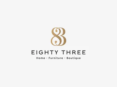 Eighty Three boutique eight eighty furniture home icon logo luxury number numbers shop three