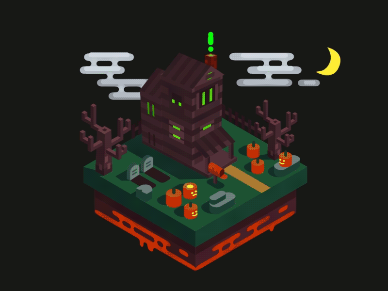 Haunted House! after effects animation gif halloween haunted house isometric isometry motion