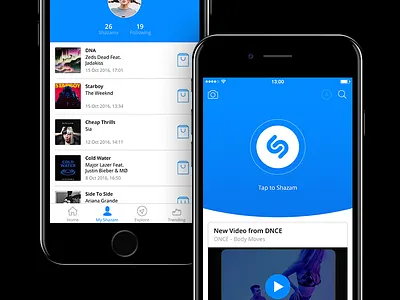 Shazam iOS Redesign app design ios redesign shazam ui user interface ux