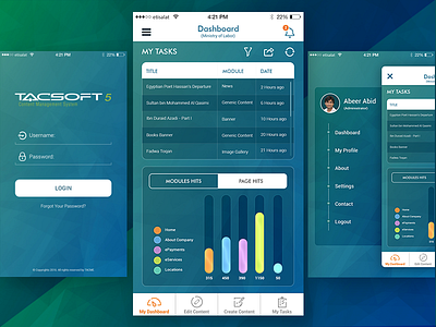 CMS New look application clean flat ios mobile ui ux