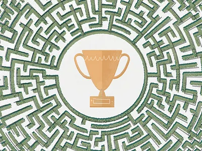 Maze to the Top blog illustration maze trophy