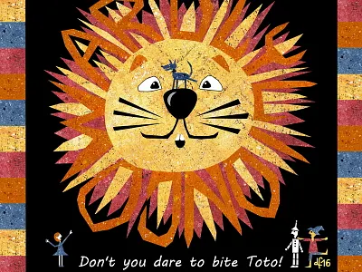 Cowardly Lion dorothy fairy tale illustration oz scarecrow tin woodman tinman toto wizard