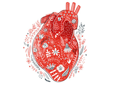 Inktober Day 9 heart illustration inktober red wip