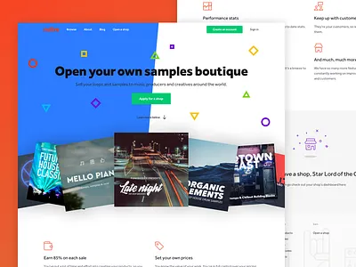 Notive - Open A Shop header hero loops music nav samples startup ui ux web website