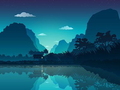 Rammang-Rammang gradient illustration landscape