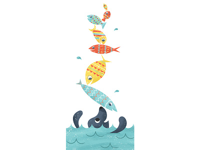 Balancing Act childrens illustration fish illustration kid lit patterns seal