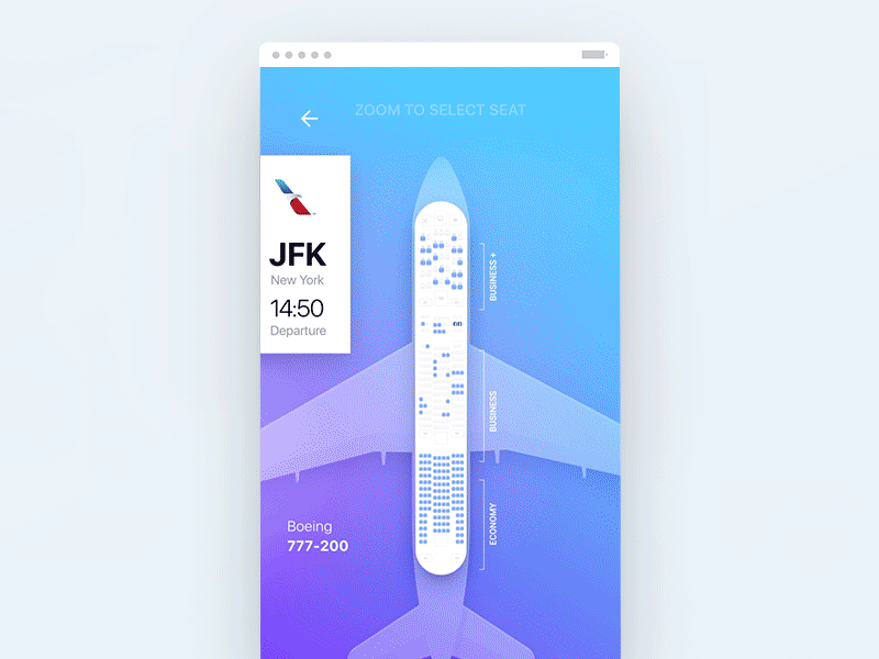 Seat flow for Tinder Travel concept by fantasy 3d aep aircraft animation boing choose design illustration ios motion pay plane planning seat social app ticket tinder travel ui ux