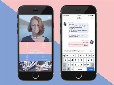 Linda - calendar and chat for creatives and their clients calendar chat clients designers interview livechat video works