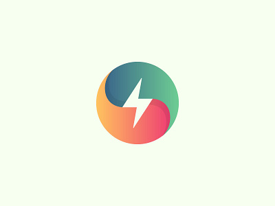 Thunder bolt circle colorful gradient logo logotype mark symbol thunder