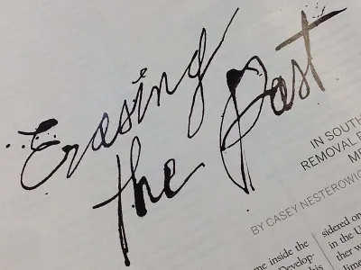 Erasing The Past : Hour Detroit Lettering detroit editorial hand lettering hour detroit illustration lettering magazine