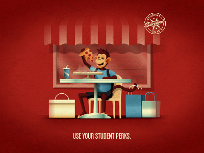 Bank of America Student Survival Guide - Use Your Student Perks college dan kuhlken dkng monkey nathan goldman pizza shopping store storefront student