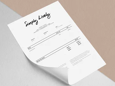 Simply Lively brand invoice lettering
