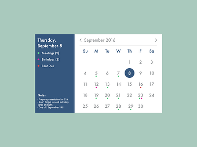 Daily UI - Calendar calendar daily ui date minimal month notes reminder ui user year