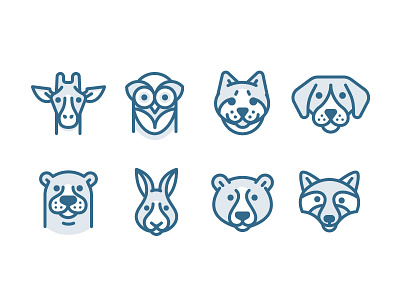 Few of my friends bear cat dog giraffe icon otter owl rabbit raccoon vector