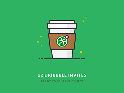 x2 Dribbble invites coffee cup dribbble giveaway icon illustration invitation invite join player prospect starbucks