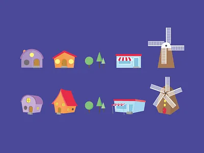 From flat to 3D! 3d colour flat design houses illustration trees vector