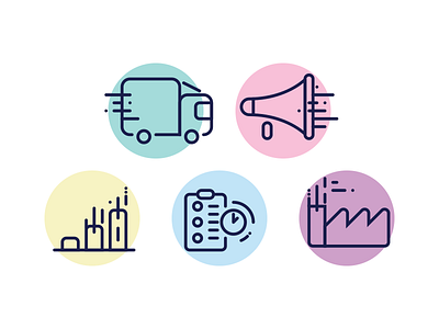 Suburban Icons distribution icon iconset lines marketing pastel production project management promotion suburban