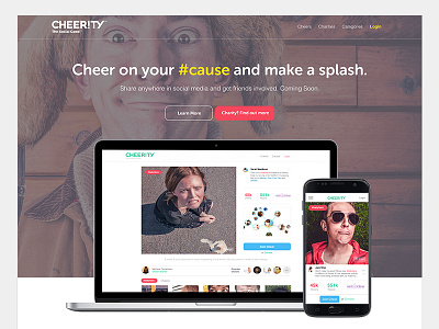 Cheerity Landing Page app clean design funny landing ui web website white