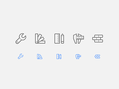 Live Home Icons (Part 2) brick home icons measure outline palette vector wrench