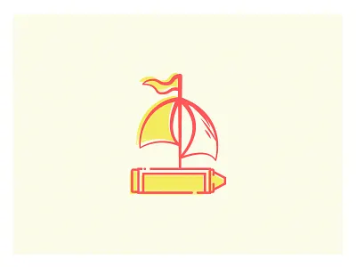 Cray-on the open sea boat color crayon draw ocean sail sea