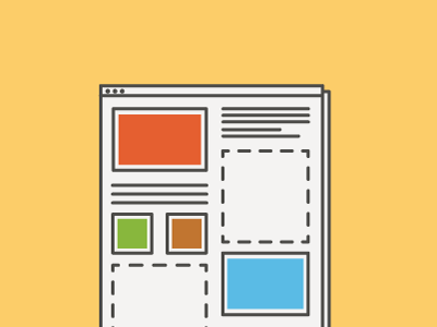 Web Development boxes mustard webpage yellow