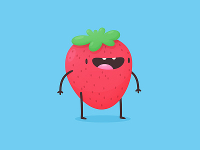 Happy Strawberry berry character cute food fruit happy illustration smiling strawberry