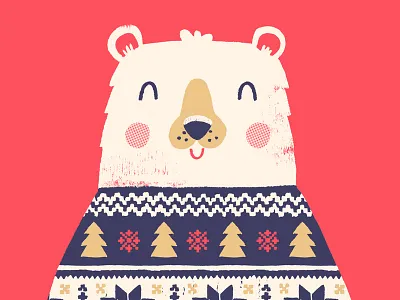 Christmas Jumper bear christmas cute greetings card jumper patterns polar texture winter