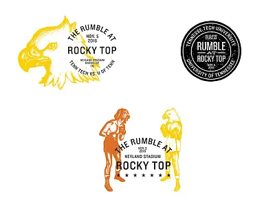 TTU Prizefight marketing material badge boxing dog eagle football prizefight seal vintage