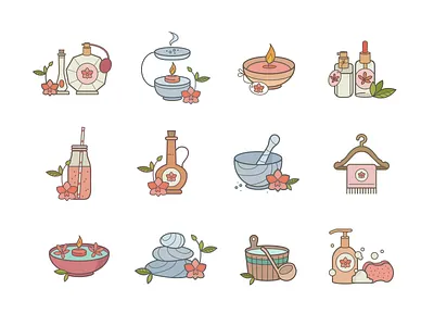 Spa Icons... to be continued. cosmetics flowers icons orchid pink spa stone