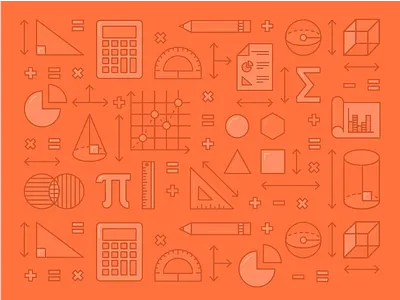 STEM: Math calculator cube geometry graph icons illustration math pencil protractor school triangle venn diagram