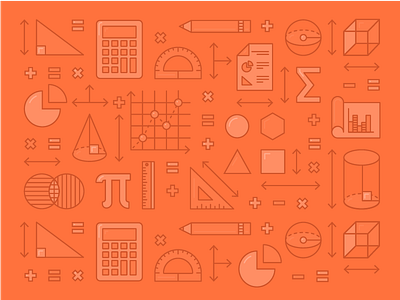 STEM: Math calculator cube geometry graph icons illustration math pencil protractor school triangle venn diagram