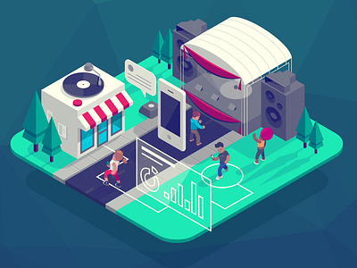 Event Ecosystem aloompa festival illustration isometric music nashville