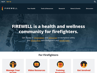 Firewell Homepage fire firefighter health homepage icons website wellness wordpress