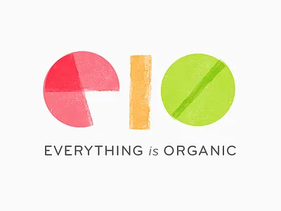 Everything is Organic branding eio fruit juice logo