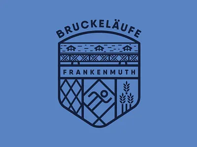 Bruckeläufe badge frankenmuth illustration race running vector