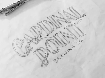 Cardinal Point Progress - Step 1 beer branding draw hand lettering illustration lettering logo type wip
