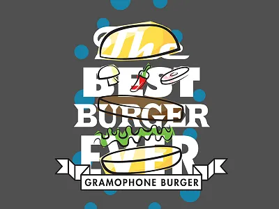 The Best Burger Ever burger gramophone illustration turntable vector vinyl
