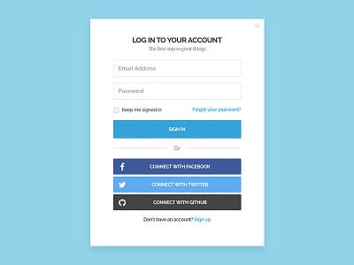 Simple Sign Up Form for Codeplace codeplace facebook form front end github log in register sign up social twitter ui
