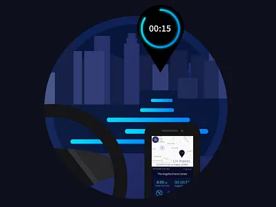 Onboarding Screen Illustration 3 of 3 app design birdesye blue cars cityscape drivers flat guide illustration onboarding vector