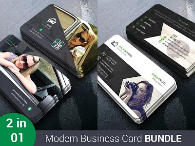 Modern Business Card Bundle 2 In 1 2 in 1 both side design bundle business card corporate creative elegant modern personal photography professional stylish