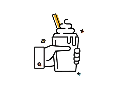 Ice Cream Illustration for Client black blue drawing gold ice cream icons illustration orange simple stroke symbols yellow
