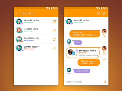 Chat & share with local users coupons material social travel ui