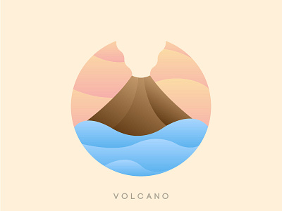 The Volcano design illustration volcano island landscape logo