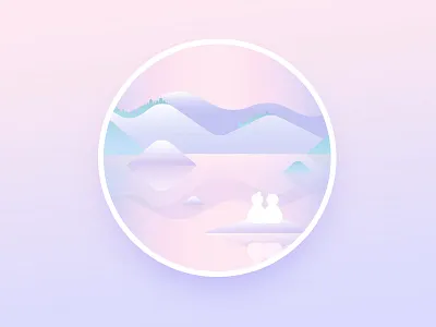 The sunset of the Lake Tekapo ai color illustration sticker vector