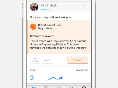 Request card - Contacts activity app card cards chart feed ios quote ui ux